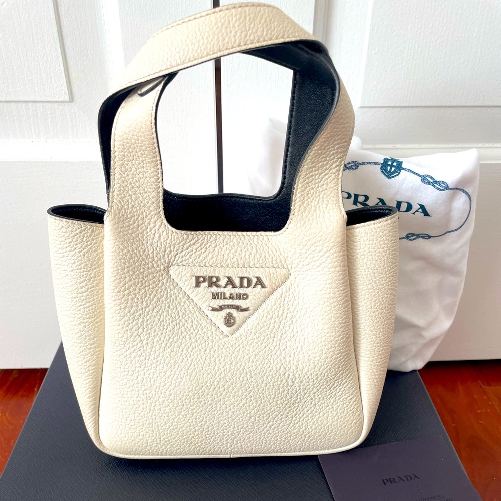 Prada leather white mini bag